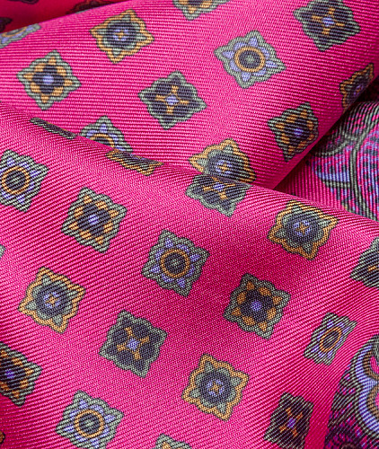 Твиловый шелк с рисунком тип Etro (купон), цвет - фуксия, пейсли. Изображение 5
