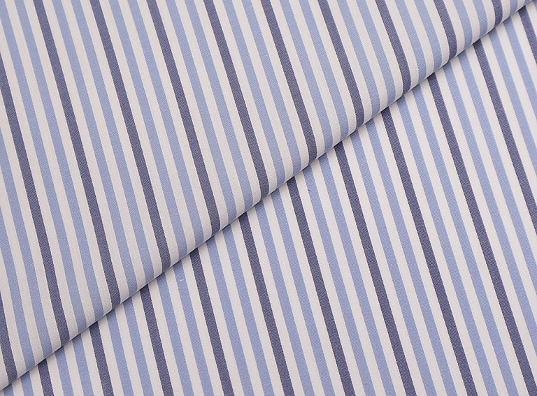 Фото ткани Хлопковая ткань в полоску, цвет - белый, голубой