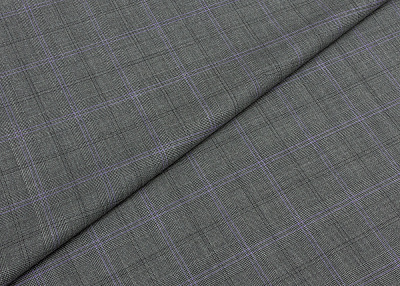 Фото ткани Шерстяная ткань тип Ermenegildo Zegna в клетку, цвет - серый, сиреневый