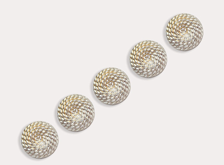 Фото ткани Пуговица круглая (пластик), цвет - серебро с золотом