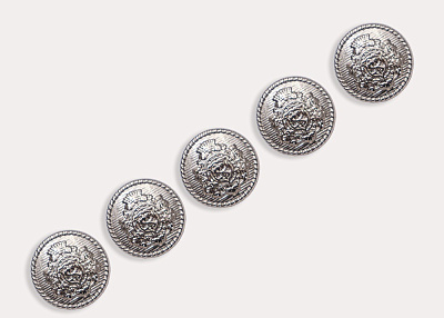 Фото ткани Пуговица круглая с гербом (металл), цвет - серебро