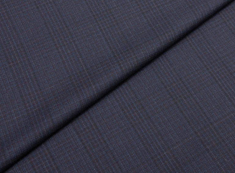 Фото ткани Шерстяная ткань тип Ermenegildo Zegna, цвет - синий, темно-синий, клетка