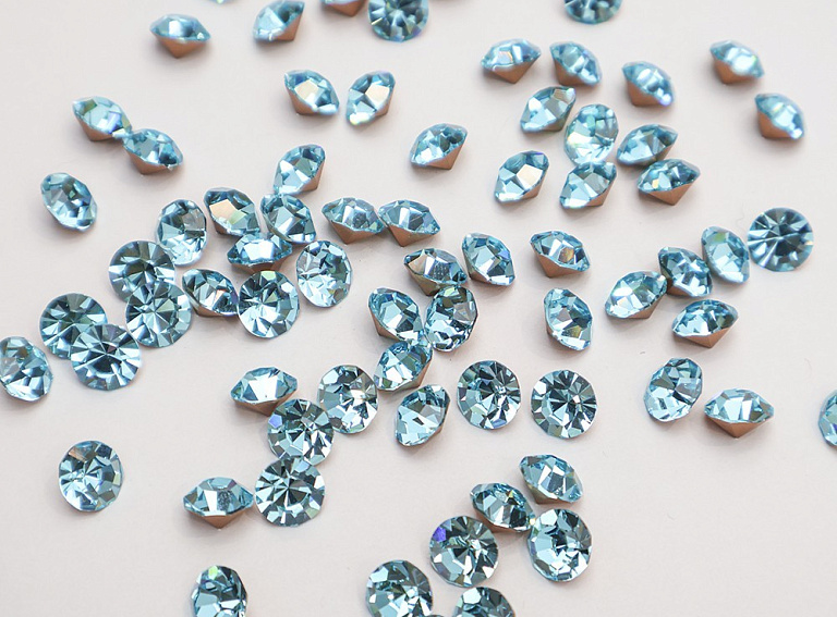 Фото ткани Стразы, цвет - бирюзовый