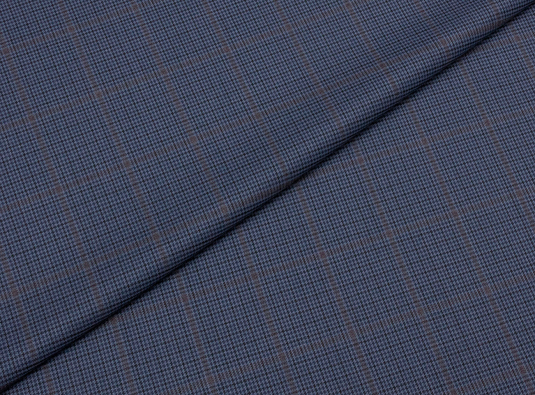 Фото ткани Шерстяная ткань тип Ermenegildo Zegna в клетку, цвет - синий