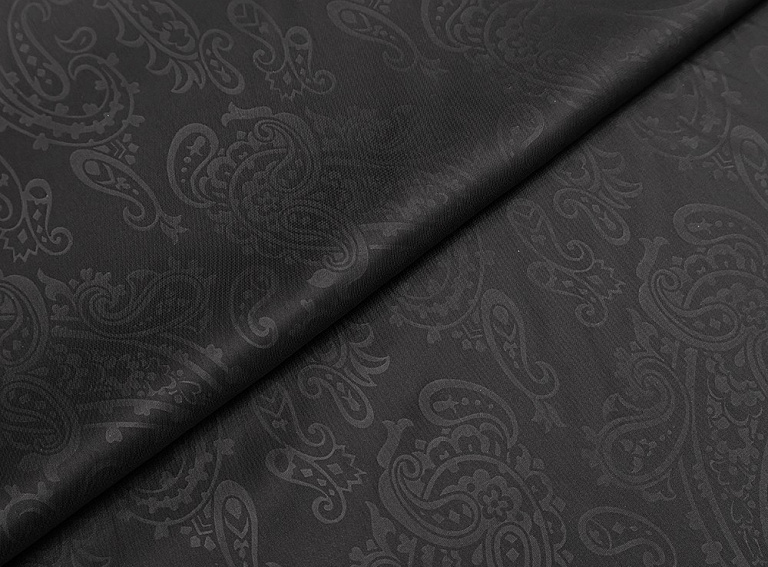 Фото ткани Подкладочная ткань с рисунком, цвет - черный и пейсли