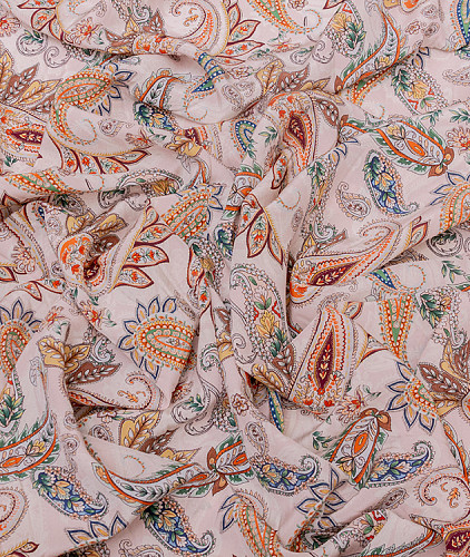 Натуральный шелк тип Etro, цвет - розовый, пейсли. Изображение 3