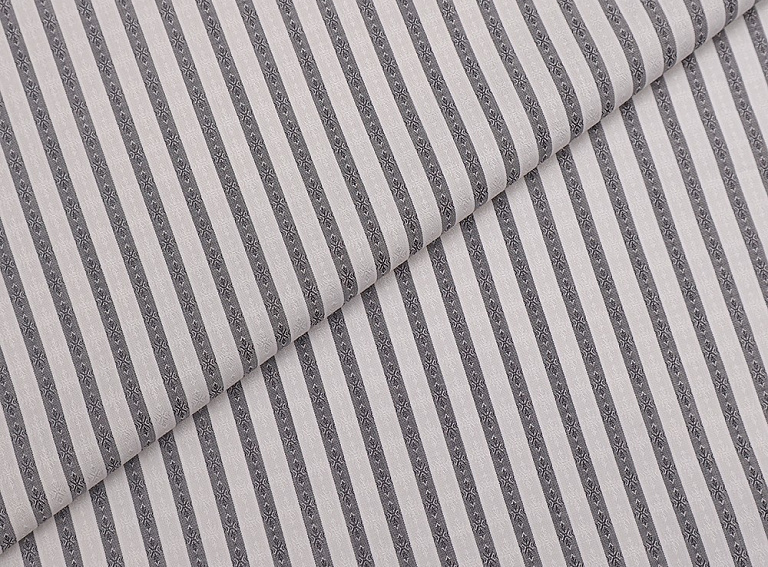 Фото ткани Жаккардовый хлопок в полоску, цвет - серый, белый