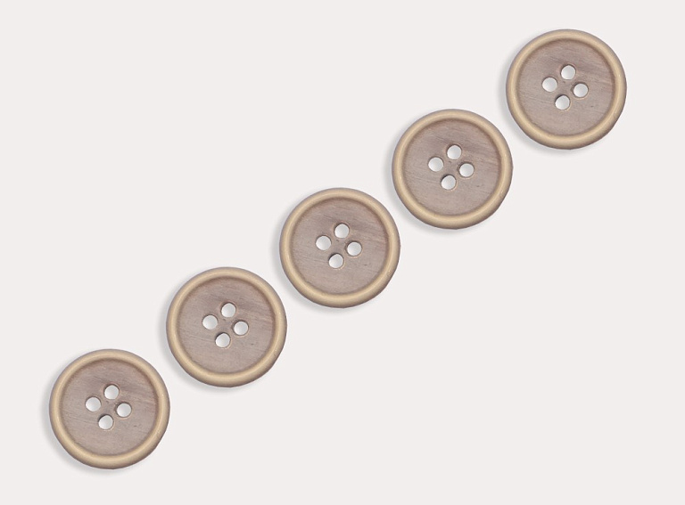 Фото ткани Пуговица круглая (пластик), цвет - бежевый