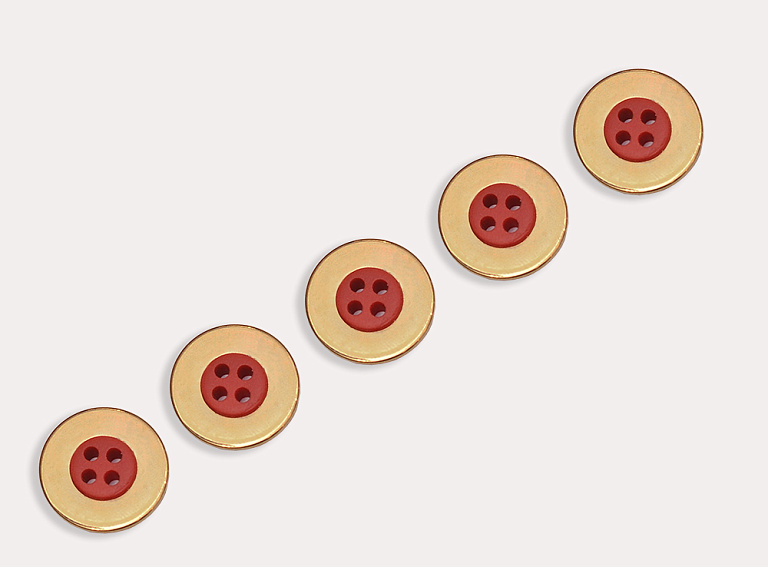 Фото ткани Пуговица красная, цвет - красный и золотой