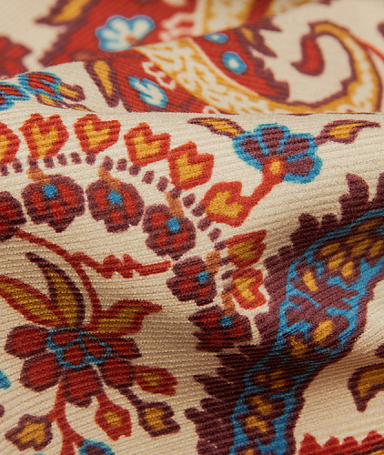 Вельвет тип Etro, цвет - бежевый, красный, голубой, горчица, пейсли. Изображение 5