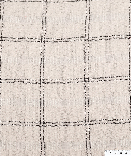 Хлопковый твид тип Chanel, цвет - молочный и клетка. Изображение 5