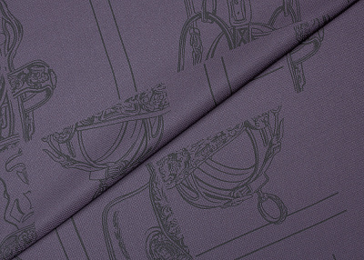 Фото ткани Жаккардовый шелк с рисунком тип Hermes, цвет - фиолетовый