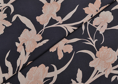 Фото ткани Шифон с ирисами, цвет - синий