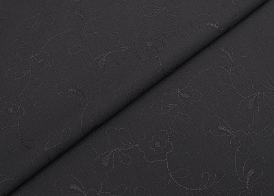 Фото ткани Шерстяная ткань с вышивкой, цвет - черный