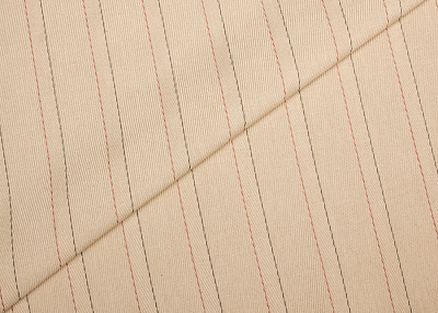 Фото ткани Хлопковая ткань, цвет - бежевый, бордовый, полоска