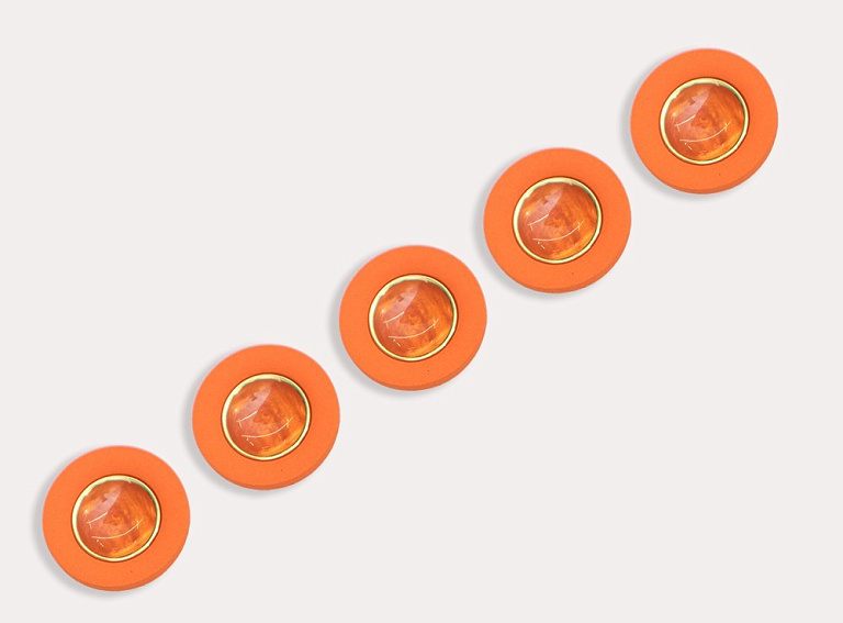 Фото ткани Пуговица круглая, цвет - оранжевый