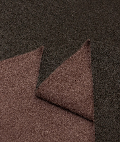 Кашемировая ткань тип Loro Piana (дабл), цвет - коричневый и черный. Изображение 5