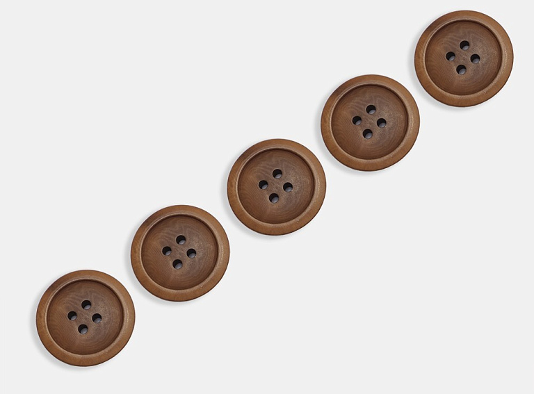 Фото ткани Пуговица круглая, цвет - коричневый