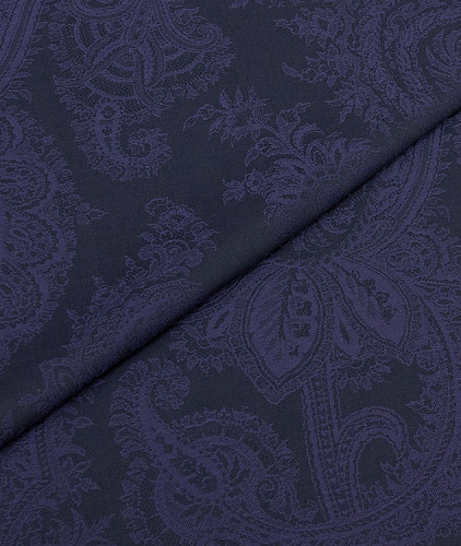 Хлопковая ткань тип Etro с рисунком, цвет - фиолетовый, черный, пейсли. Изображение 1