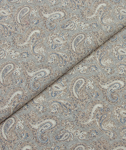 Шерстяная ткань тип Etro с рисунком, цвет - серый и пейсли. Изображение 1