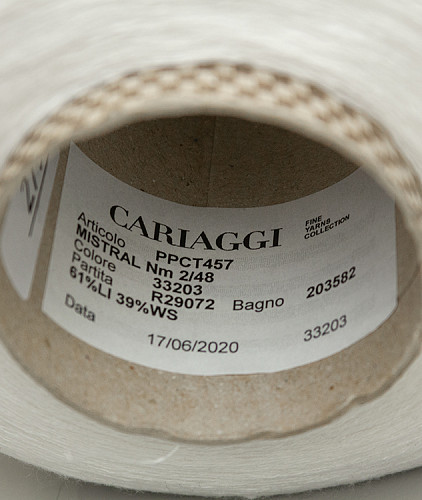 Пряжа лен с кашемиром тип Cariaggi (100гр), цвет - молочный. Изображение 4