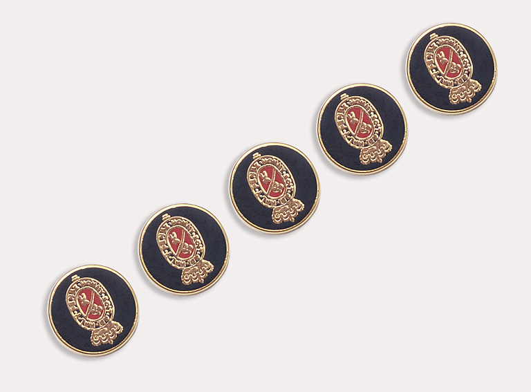 Фото ткани Пуговица круглая с гербом, цвет - черный и золотой