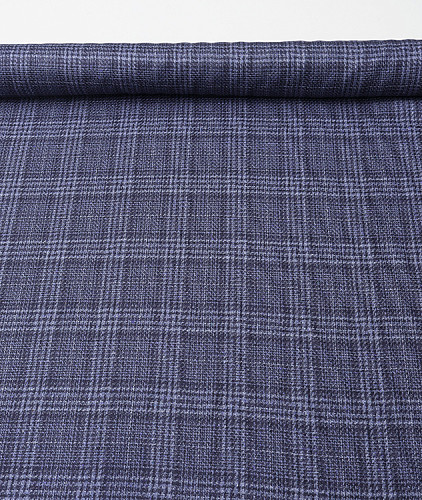 Шерстяная ткань в клетку тип Loro Piana, цвет - синий. Изображение 5