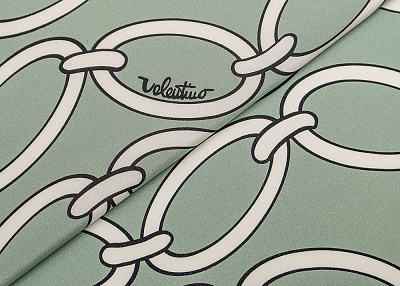 Фото ткани Натуральный шелк с цепями тип Valentino, цвет - зеленый