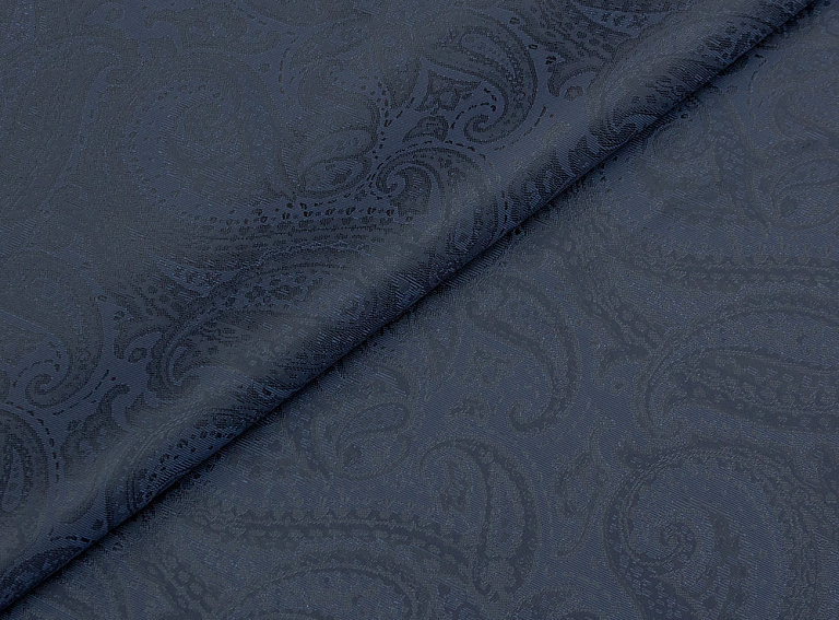 Фото ткани Подкладочная ткань с рисунком, цвет - синий и пейсли