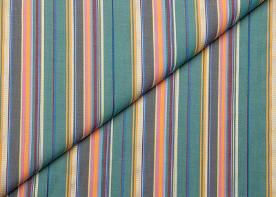 Фото ткани Хлопковая ткань, цвет - розовый, зеленый, оранжевый, полоска