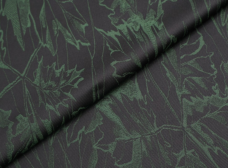 Фото ткани Жаккард с рисунком, цвет - антрацит, зеленый