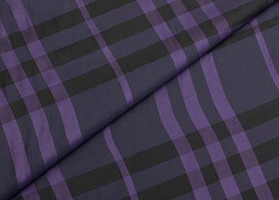 Фото ткани Подкладочная ткань с рисунком, цвет - фиолетовый и клетка