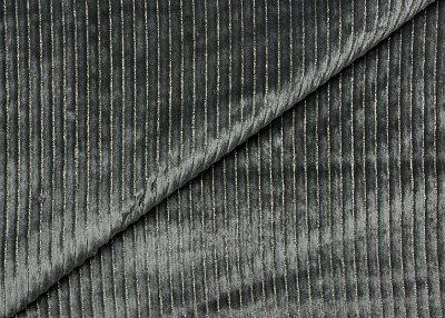 Фото ткани Вельвет, цвет - серый, золотой, полоска