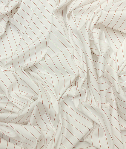 Хлопковая ткань тип Loro Piana в полоску, цвет - белый. Изображение 3