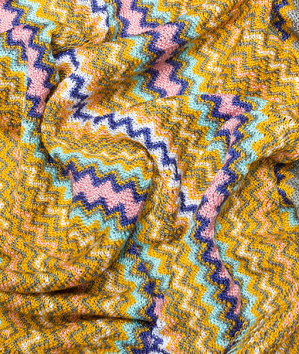 Хлопковый шарф тип Missoni, цвет - желтый, розовый, бирюзовый. Изображение 3