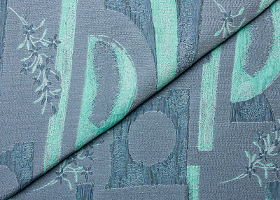 Фото ткани Вискоза тип Armani с рисунком, цвет - серый, мятный