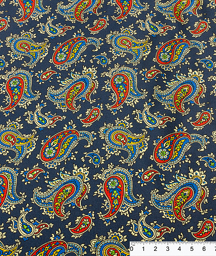Твиловый шелк тип Etro (купон), цвет - синий, пейсли. Изображение 6