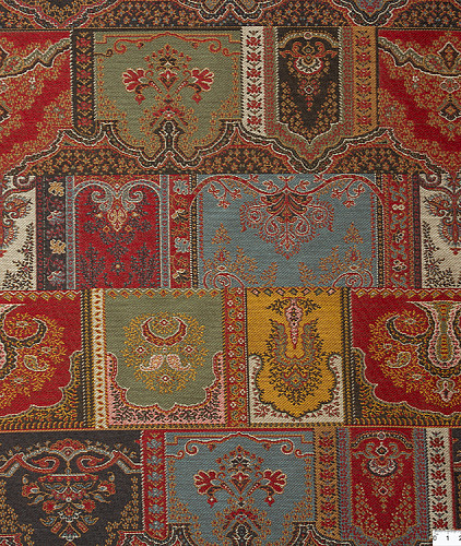 Шерстяной жаккард (гобелен) тип Etro с рисунком, цвет - желтый, красный, голубой. Изображение 5