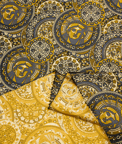 Шелковый жаккард тип Versace, цвет - золотой. Изображение 6
