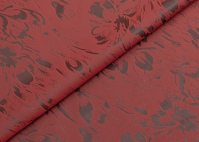 Фото ткани Подкладочная ткань с рисунком, цвет - красный и цветы