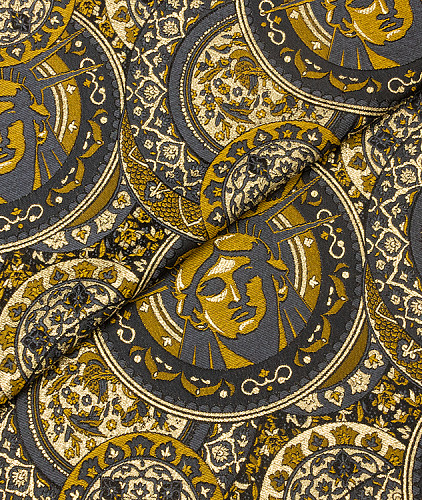 Шелковый жаккард тип Versace, цвет - золотой. Изображение 1