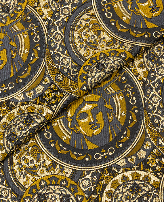 Шелковый жаккард тип Versace, цвет - золотой. Изображение 1