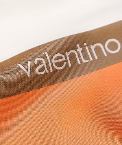 Подкладочная ткань тип Valentino с рисунком (купон), цвет - белый и оранжевый. Изображение 3