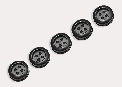 Фото ткани Пуговица круглая (пластик), цвет - черный