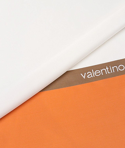 Подкладочная ткань тип Valentino с рисунком (купон), цвет - белый и оранжевый. Изображение 1