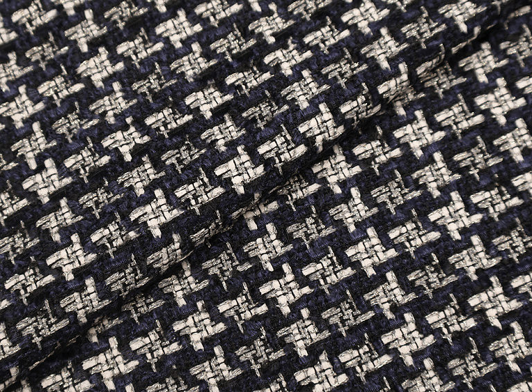 Фото ткани Хлопковый твид тип Chanel с люрексом, цвет - синий