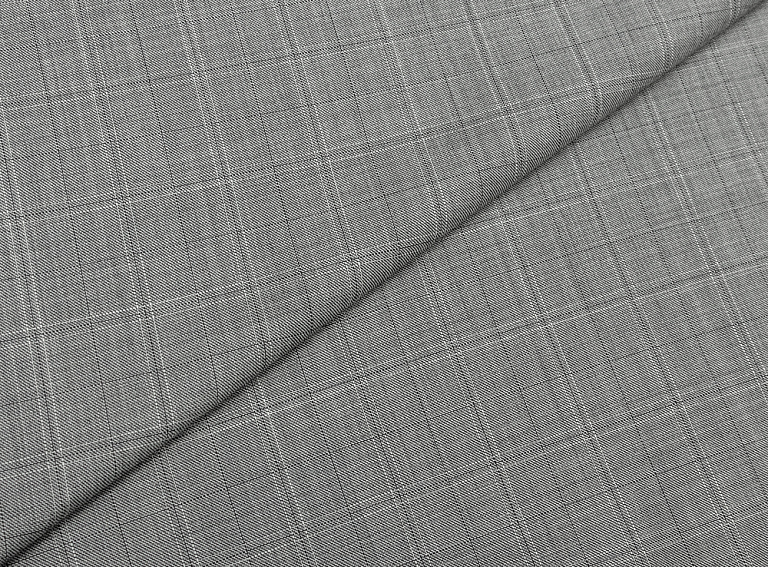 Фото ткани Шерстяная ткань тип Ermenegildo Zegna в клетку, цвет - серый