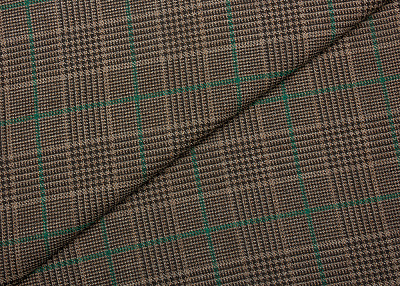 Фото ткани Кашемировая ткань тип Brunello Cucinelli, цвет - коричневый, зеленый, клетка