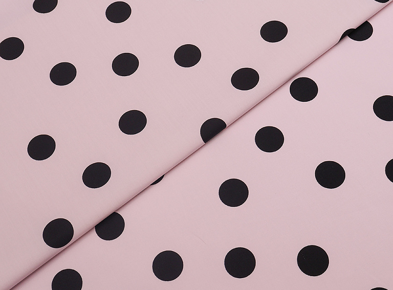 Фото ткани Хлопковая ткань тип Valentino в горох, цвет - розовый