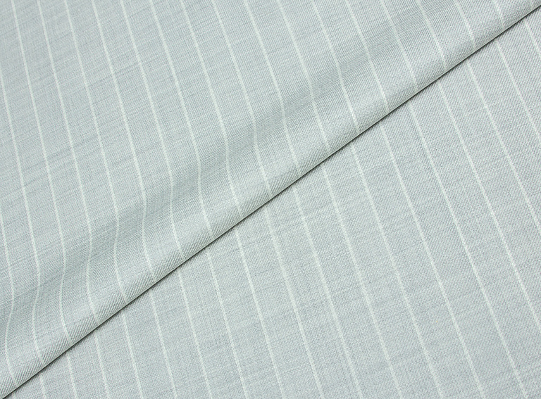 Фото ткани Шерстяная ткань, цвет - серый, молочный, полоска